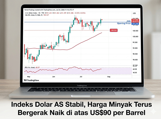 Indeks Dolar AS Stabil, Harga Minyak Terus Bergerak Naik di atas US$90 per Barrel