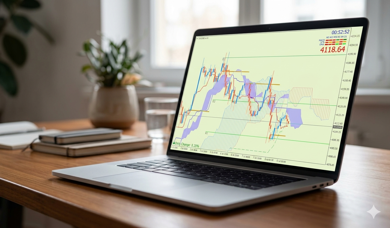 Emas Spot (Ichimoku H1 & Pivot Fibo Retracement Weekly) Rabu 8 Juli 2026