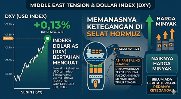 DXY Menguat; Selat Hormuz Memanas, Harga Minyak Tembus US$75 per Barrel